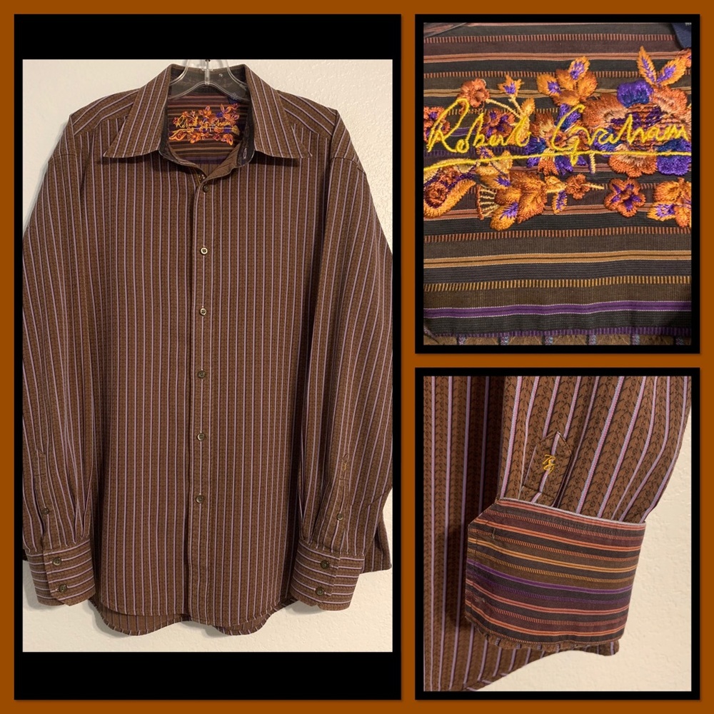 Robert Graham Flip Cuff Striped Textured Shirt